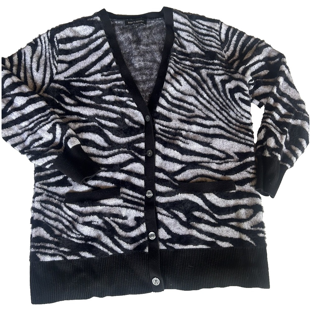 Banana Republic Zebra Print Cardigan Mob Wife Maxamalist Size S